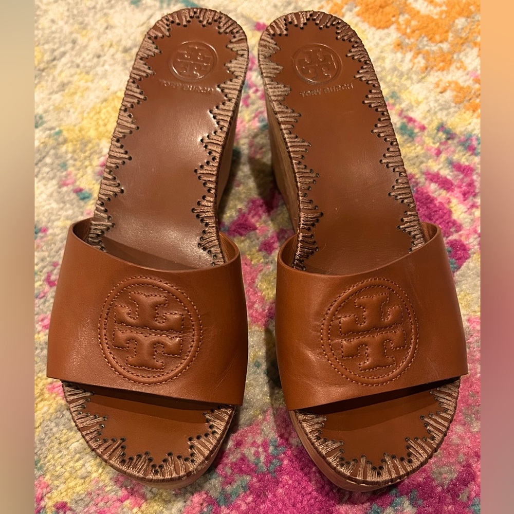 Tory Burch Patty Wedge Wooden Platform Slides